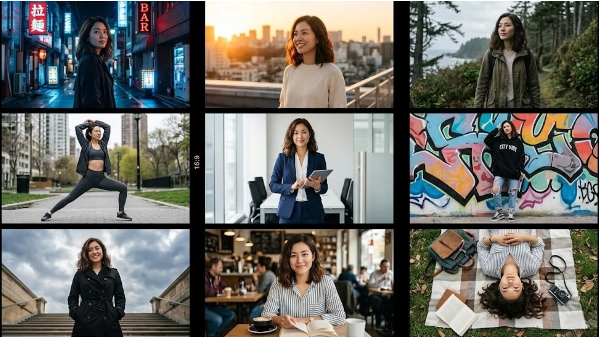 BOPA 3x3 grid framework for AI influencer content production